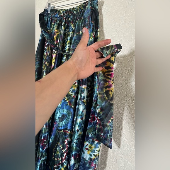 HER Destiny Maxi Skirt Long Blue Multicolor Tropical Flowy Elastic Waist Small - Picture 8 of 8